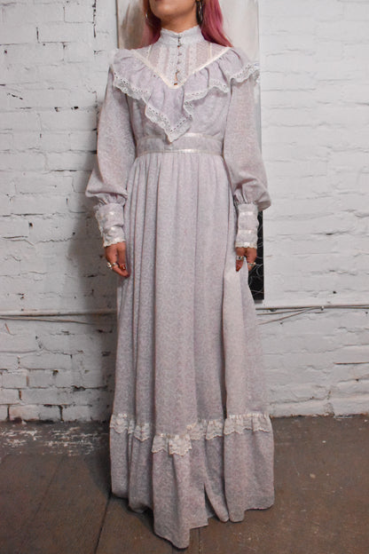 Vintage 1970s "Gunne Sax" Floral Lavender Prairie Dress