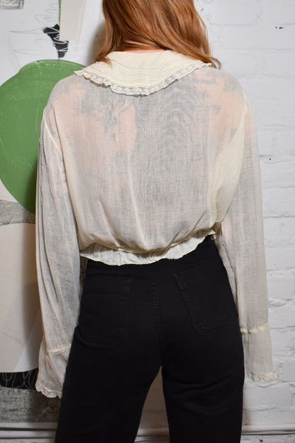 Antique Gauze Cotton Sheer Blouse