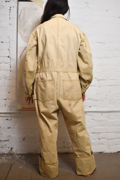 Vintage 1950s "New State Okla City" Cream Workwear Coveralls