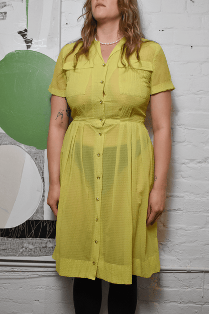 Vintage 1950s "A Mar Tee" Neon Lime Dress