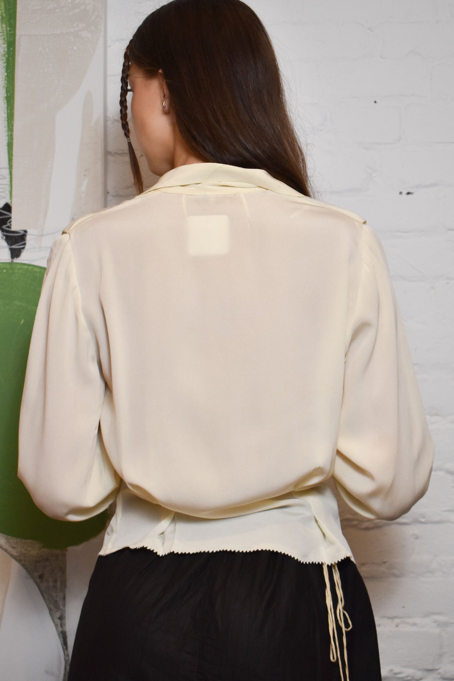 Vintage 1940s/50s Hand Painted Ivory Silk Blouse