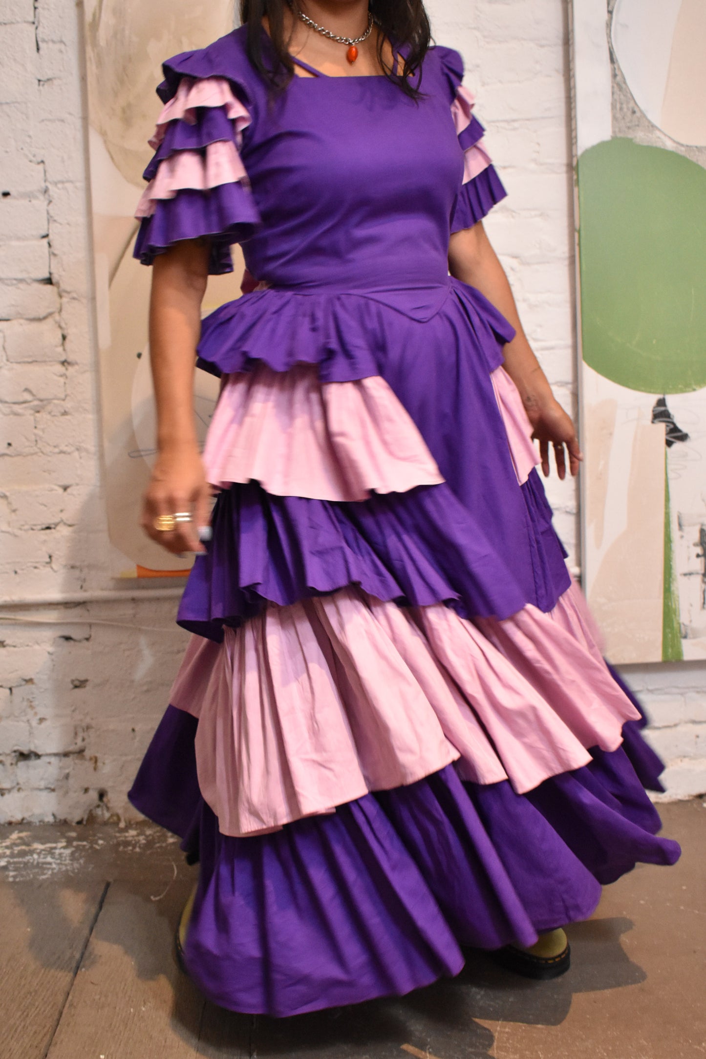 Vintage 1940's Purple and Pink Donnells Of Denver Dance Dress