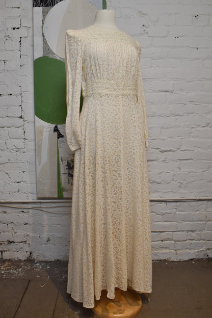 Vintage 1940s Floral Sheer White Dress