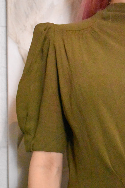 Vintage 1950s Olive Green Crepey Dress