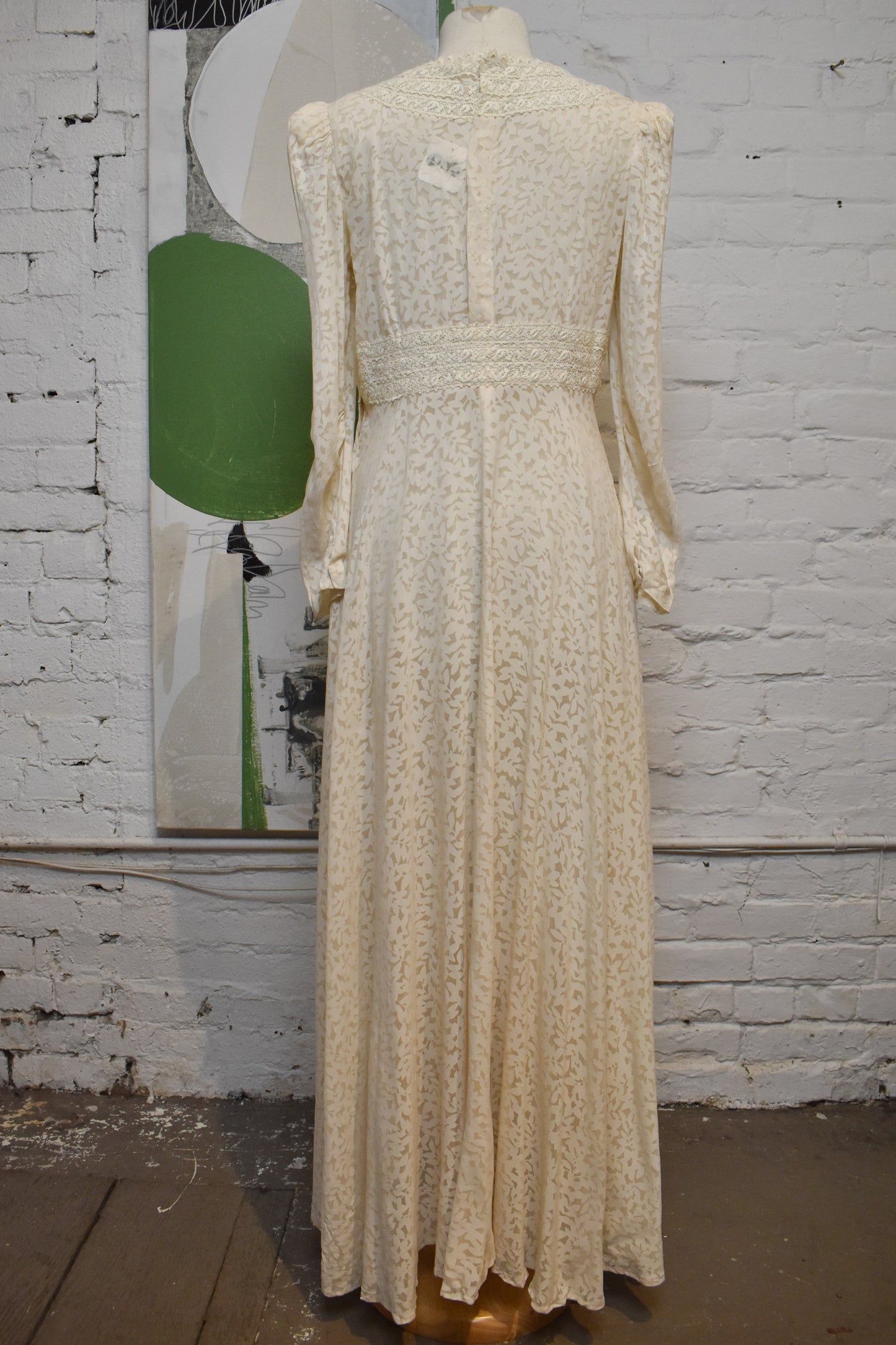 Vintage 1940s Floral Sheer White Dress