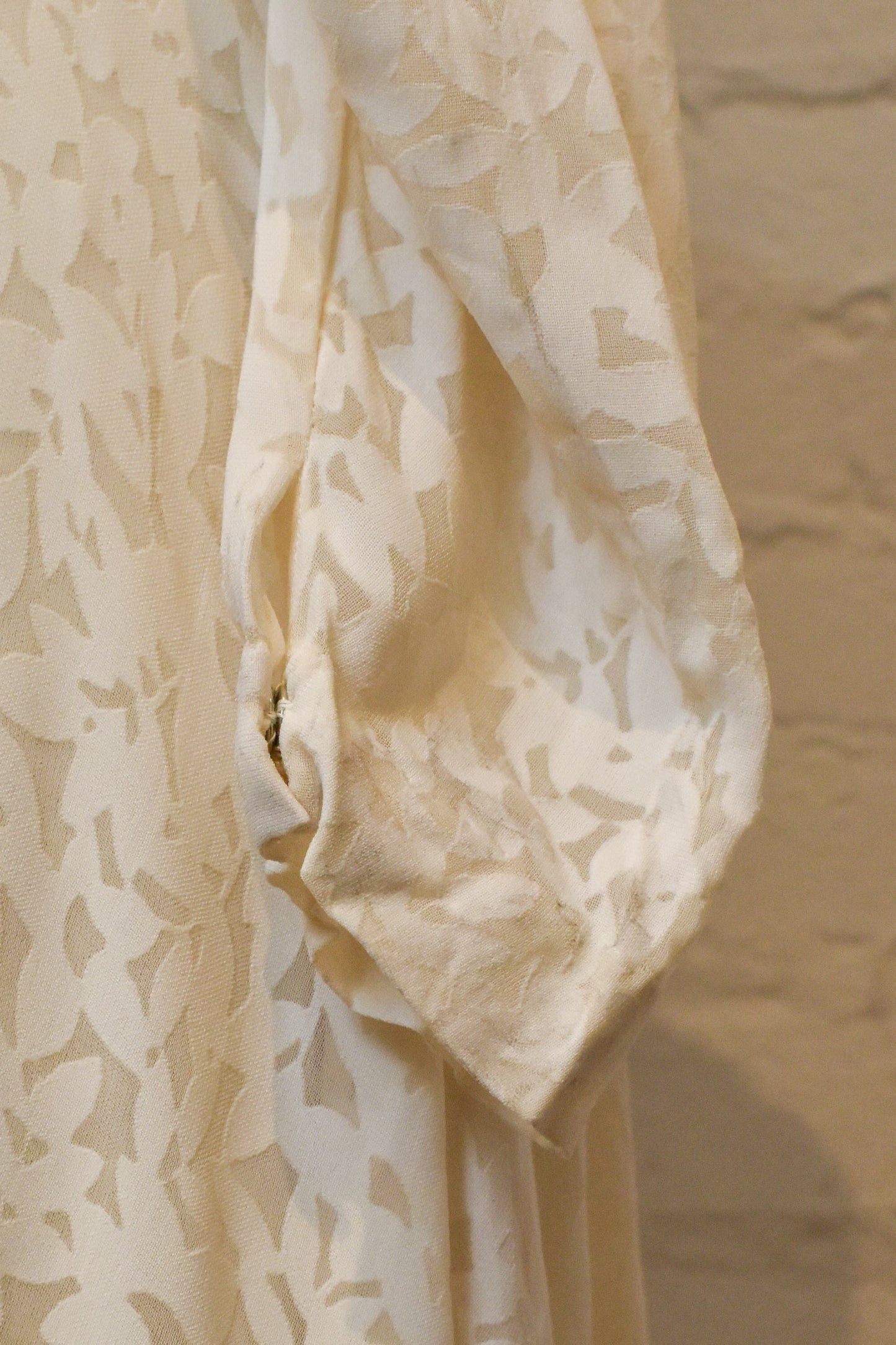 Vintage 1940s Floral Sheer White Dress