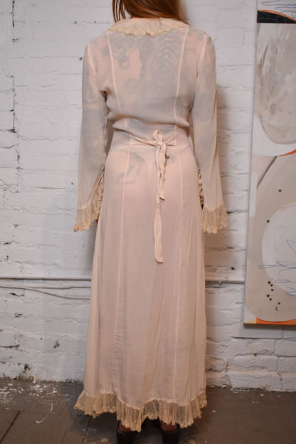 Vintage 1920s Crepe Wrap Sheer Dress