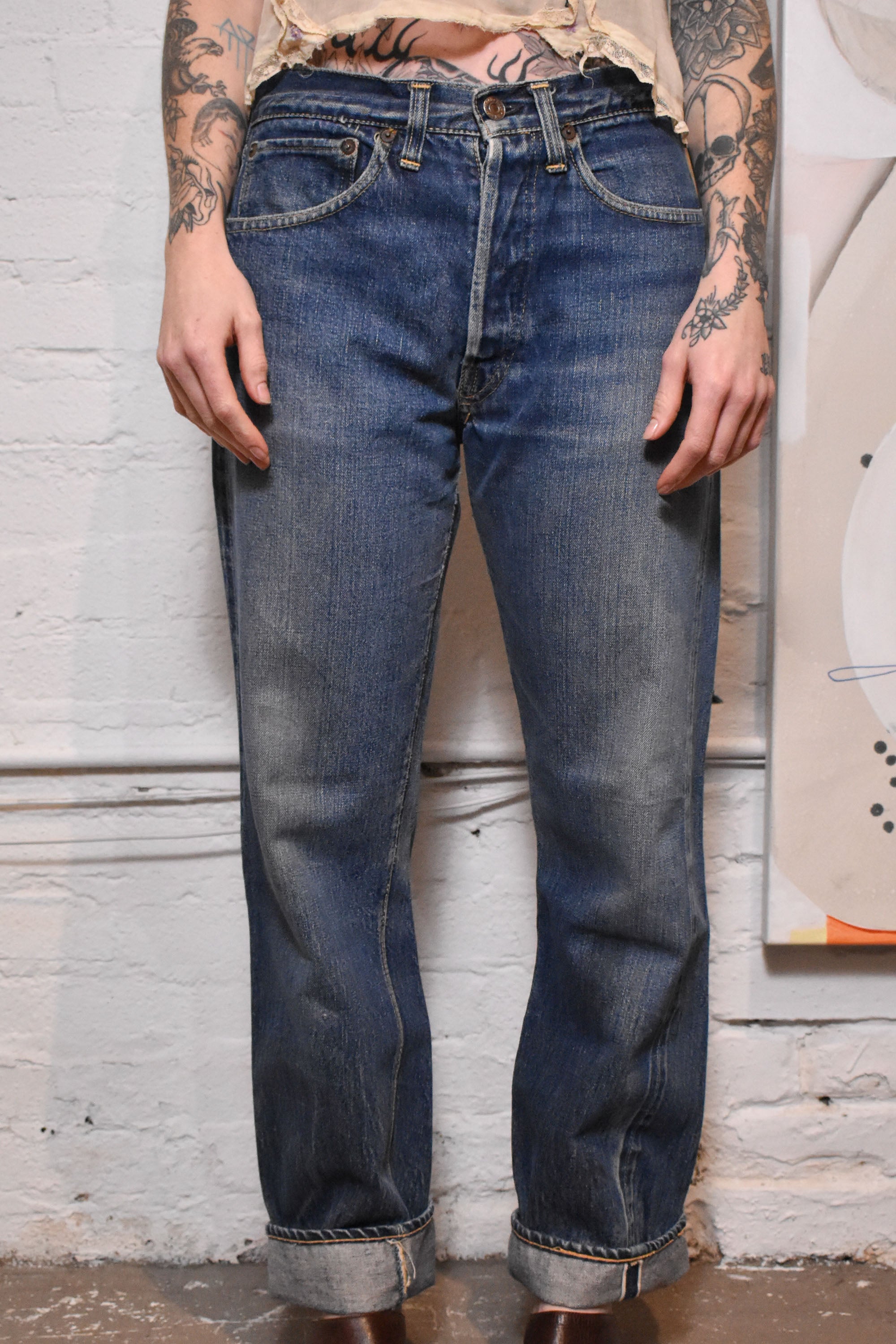 Rare Vintage Early 60s Levi's 501 Hidden Rivets Big E Selvedge Redline Jeans