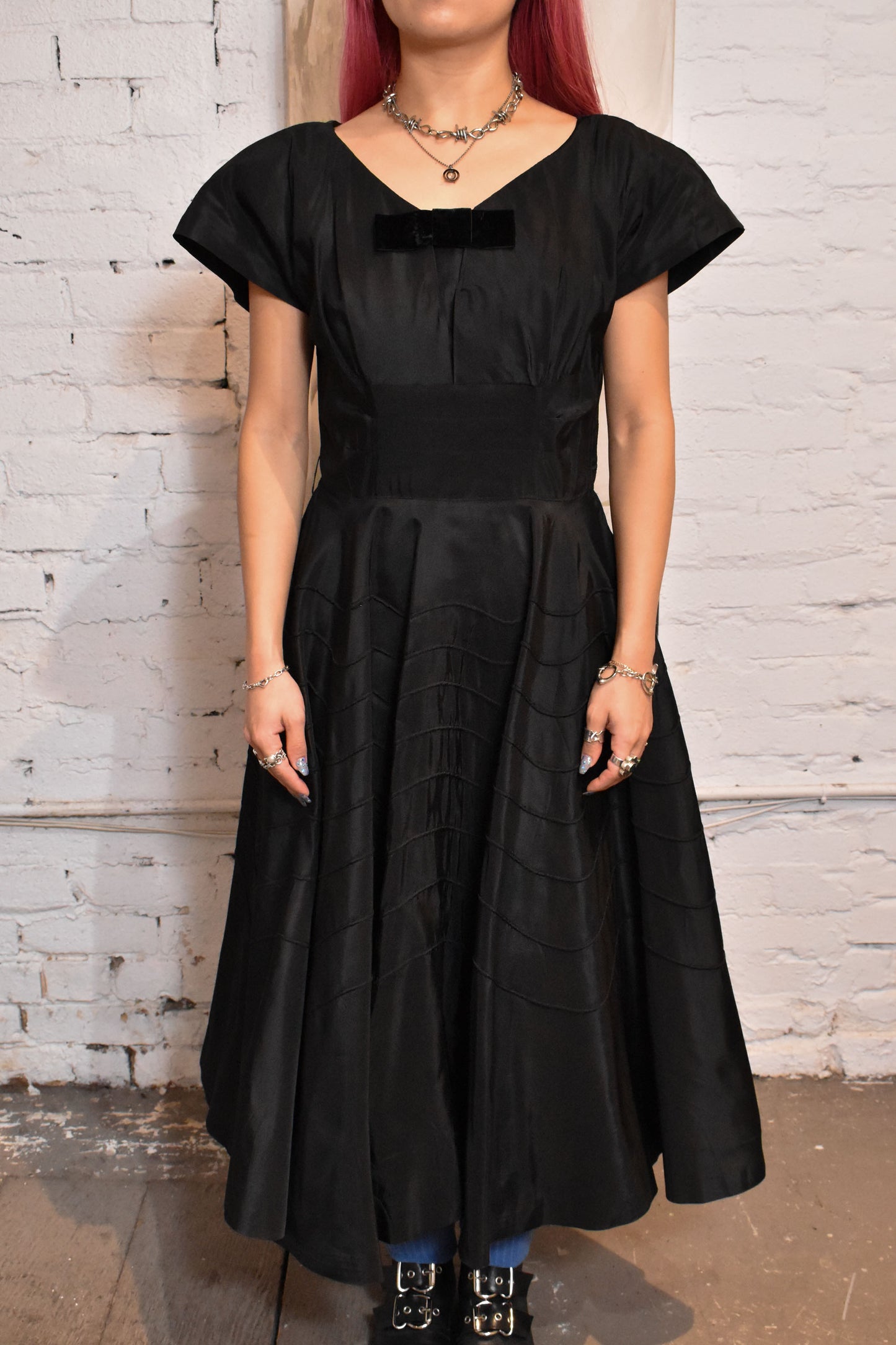 Vintage 1940s Taffeta Satin Black Dress The Only Vintage Vintage 1940s Taffeta Satin Black Dress The Only Vintage