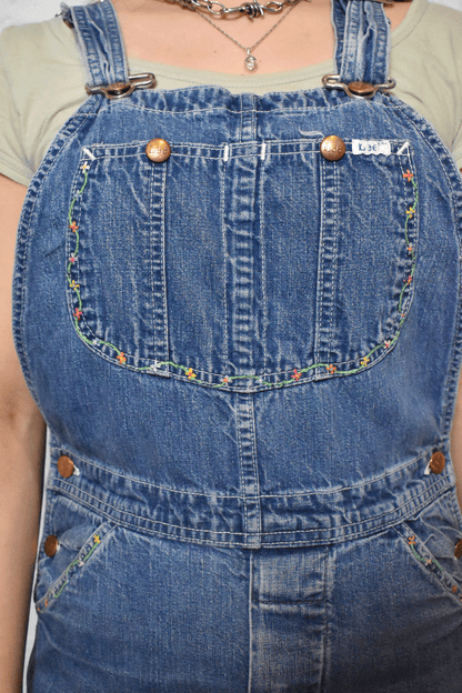 Vintage "Lee" Denim Overalls With Embroidery Details