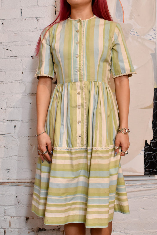 Vintage 1940s Striped Cotton Dress