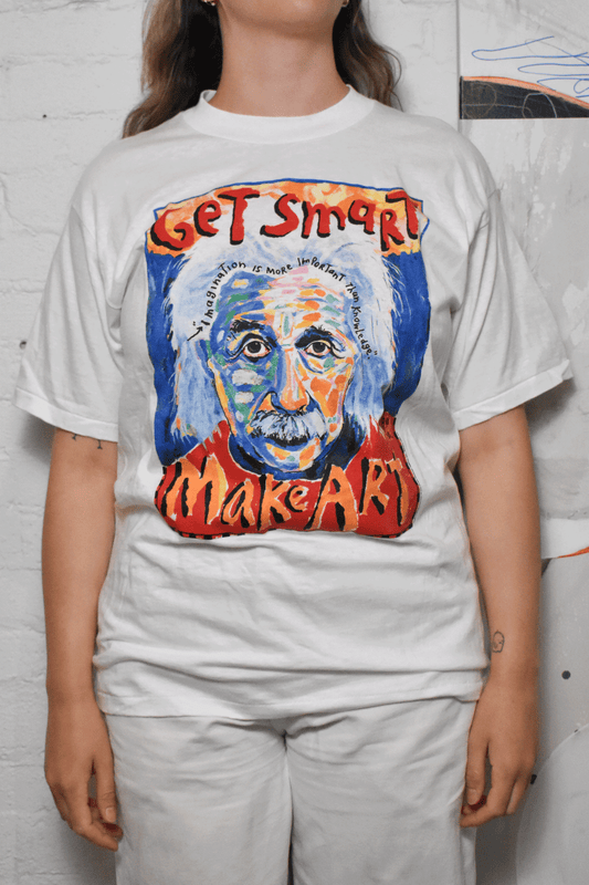Vintage 1990s "Albert Einstein Get Smart Make Art" Graphic T-shirt