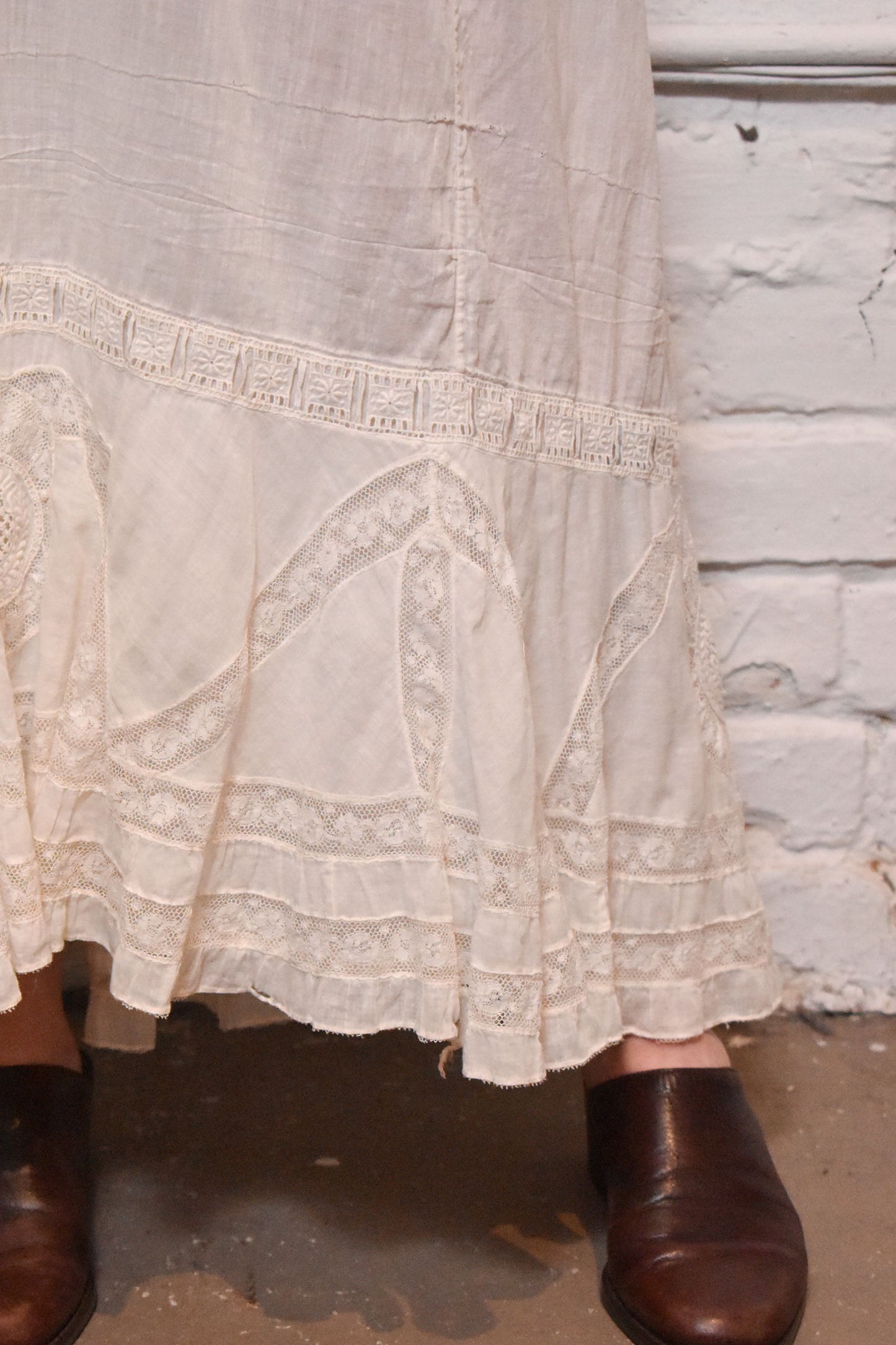 Antique Cotton Lace Trim Skirt