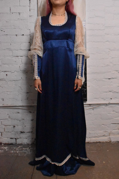 Vintage 1970s "Gunne Sax" Satin Victorian Dress