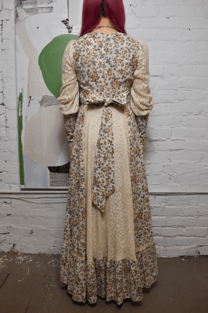 Vintage 1970s "Gunne Sax" Floral Print Peasant Maxi Dress