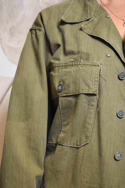 Vintage Army Green Military Shirt