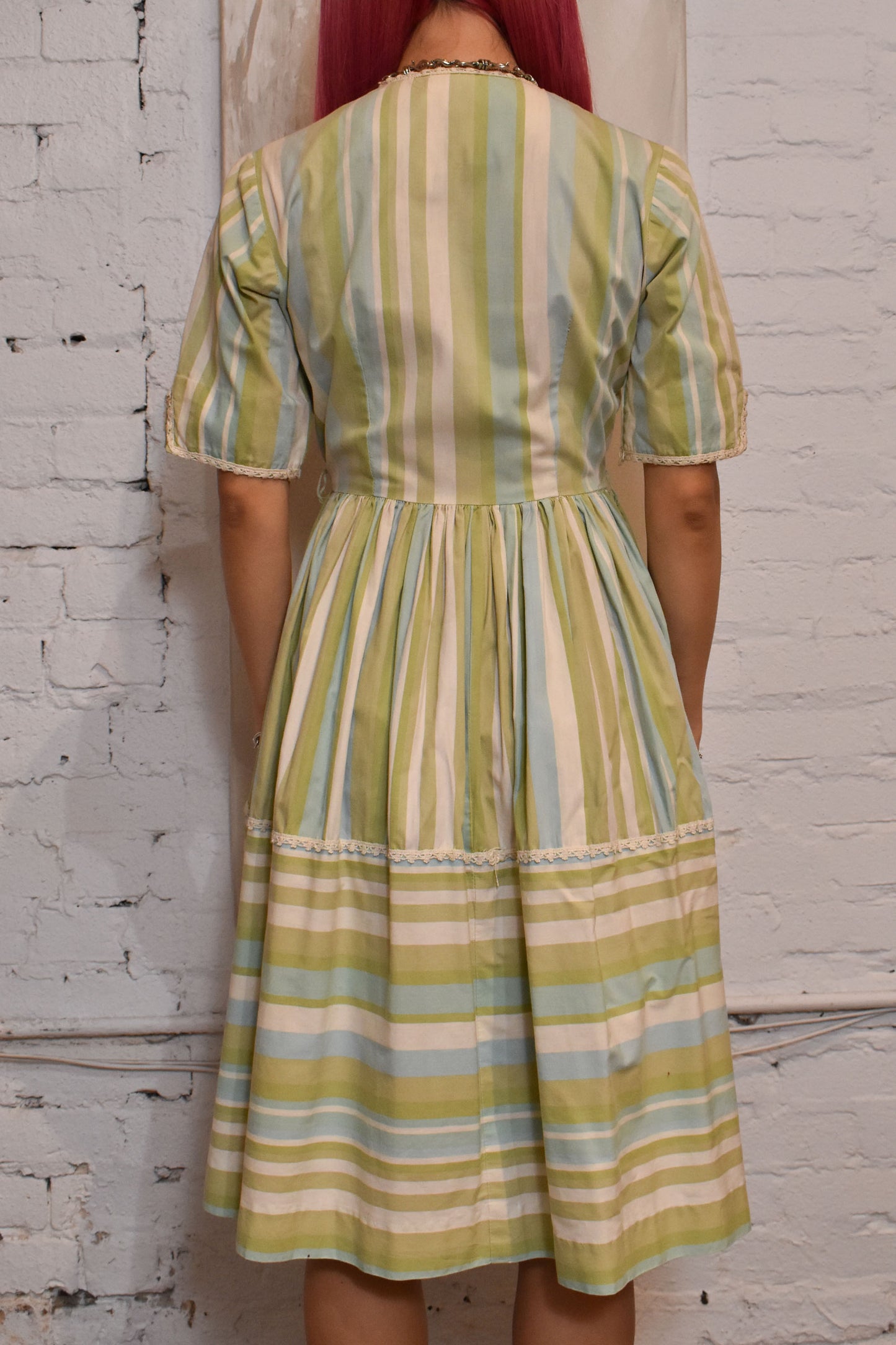 Vintage 1940s Striped Cotton Dress