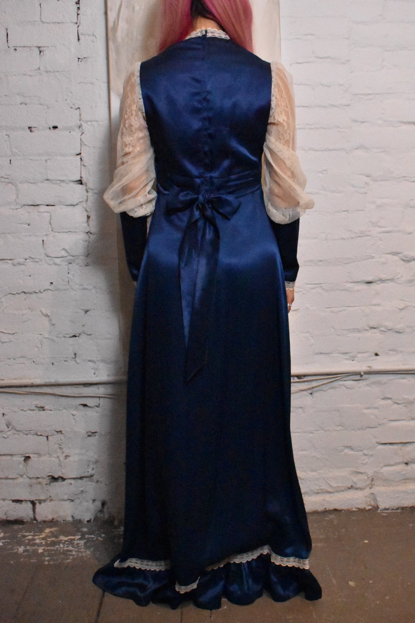 Vintage 1970s "Gunne Sax" Satin Victorian Dress