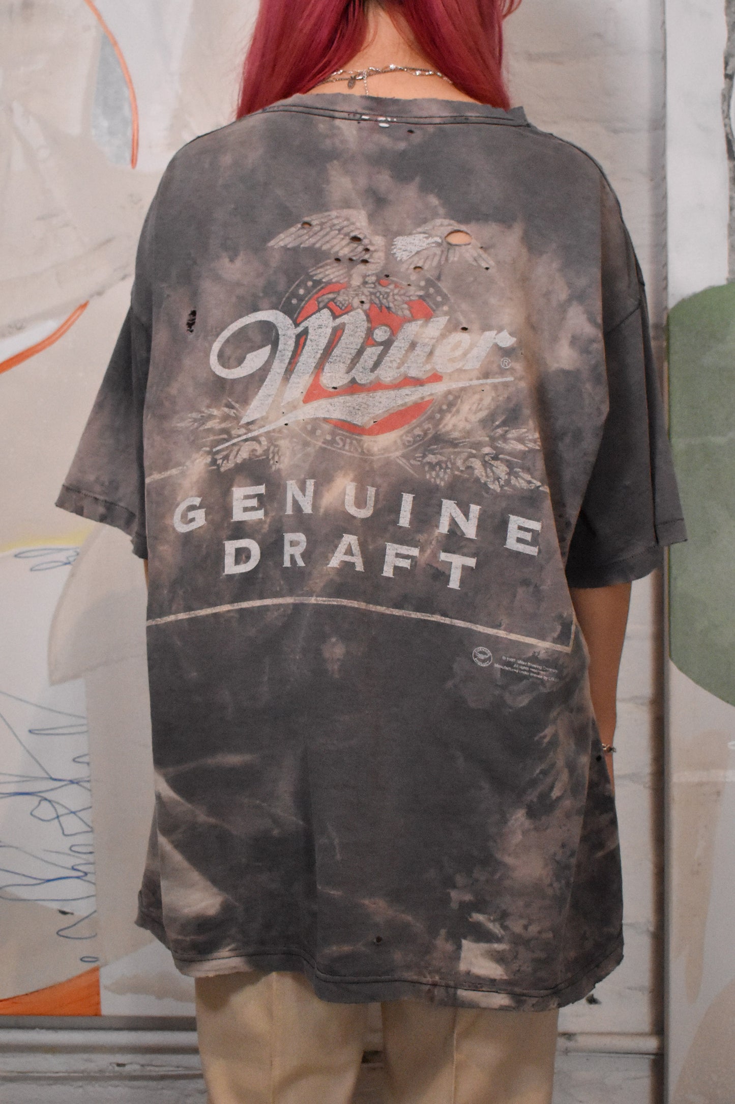 Vintage 1997 Miller Genuine Draft Beer Trashed T-shirt