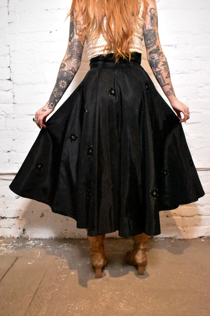 Vintage 1950s Black Taffeta Skirt