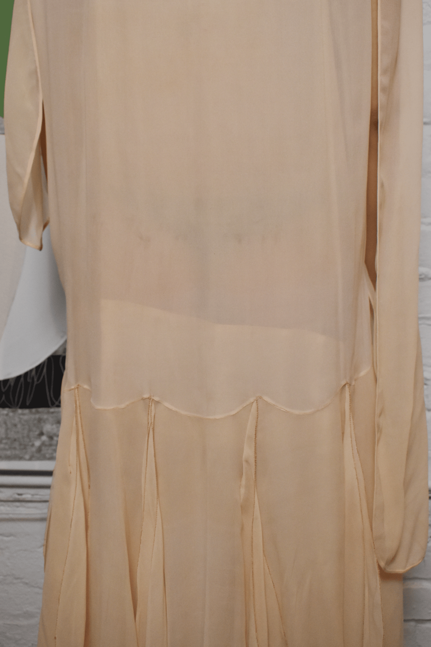 Vintage 1920s Cream Semi-Sheer Mesh Dress
