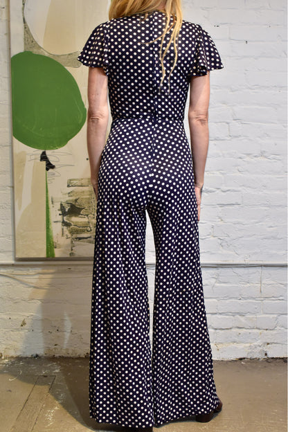 Vintage 1960s Polka Dot Bell Bottom Jumpsuit