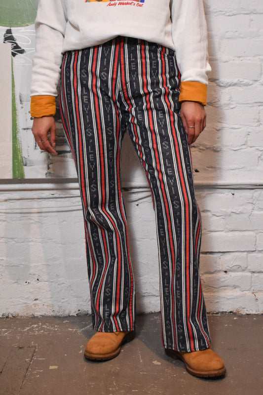 Vintage 1970s "Levi's" Big E Striped All Over Print Jeans