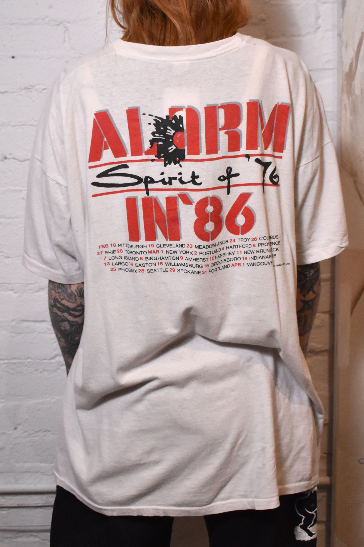 Vintage 1986 "The Alarm" Spirit in 86 Tour T-shirt