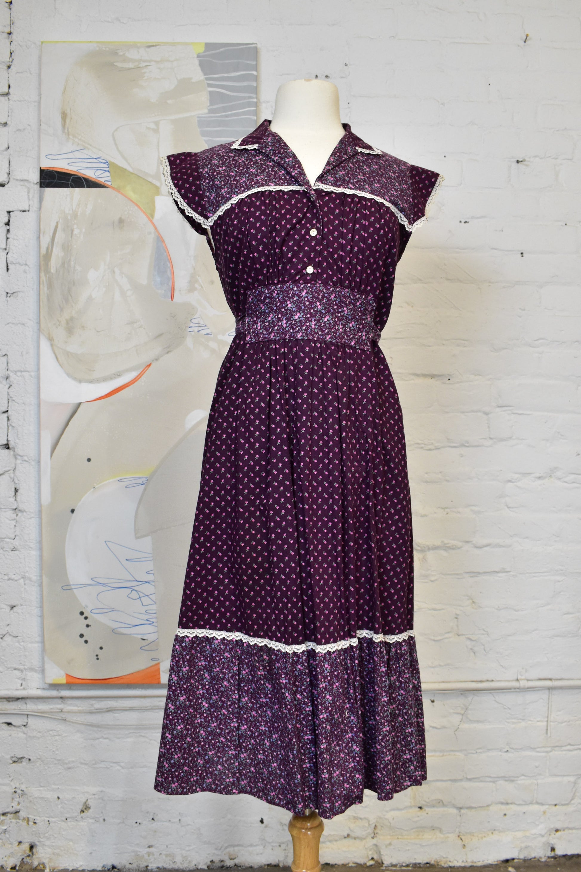 Vintage 1970s Eber Purple Floral Peasant Dress – The Only Vintage Vintage 1970s Eber Purple Floral Peasant Dress – The Only Vintage