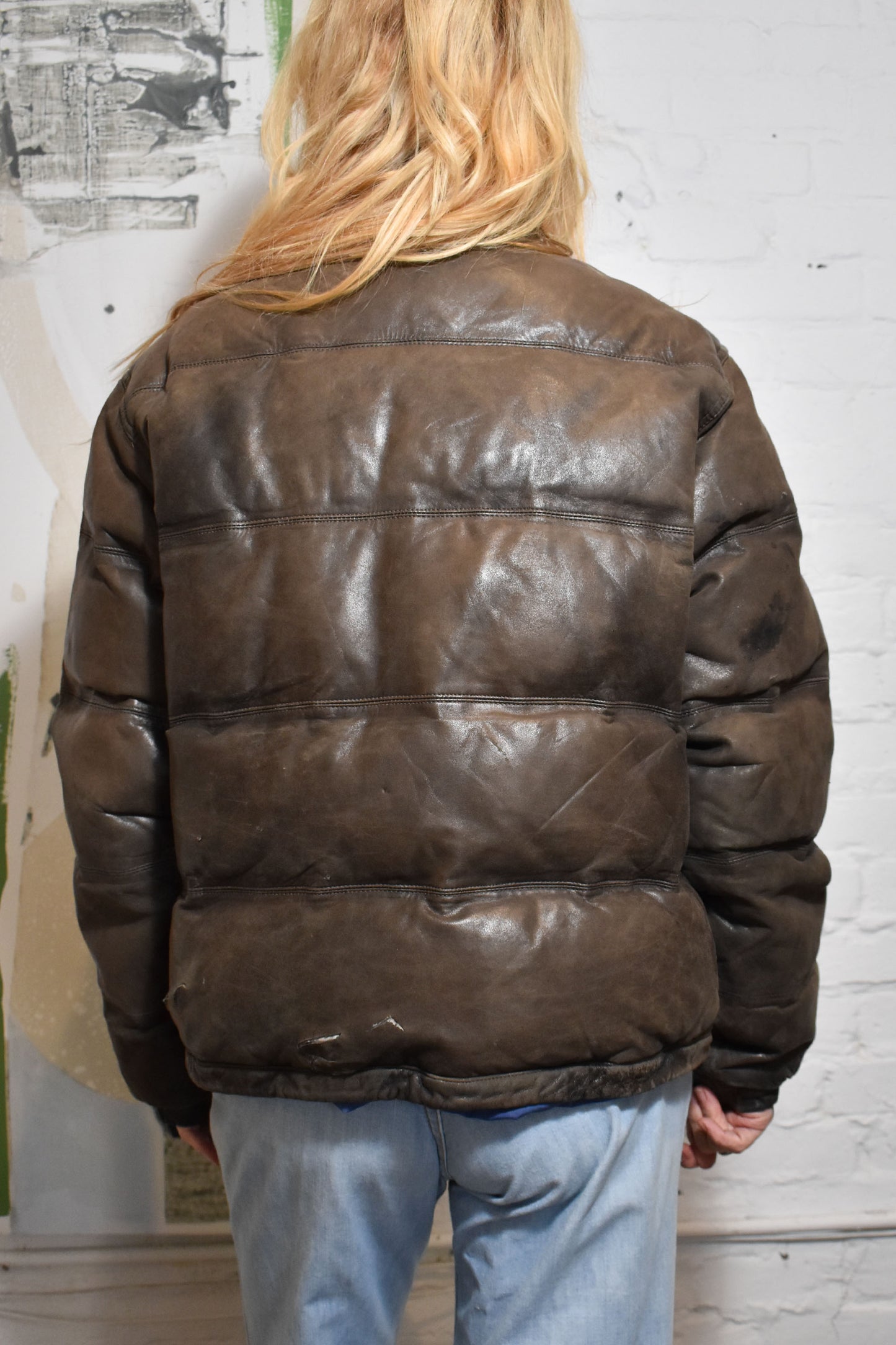 Vintage 1990s "Polo by Ralph Lauren" Leather Puffy Jacket