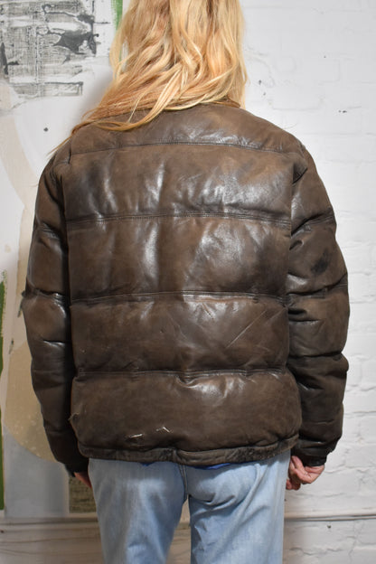 Vintage 1990s "Polo by Ralph Lauren" Leather Puffy Jacket