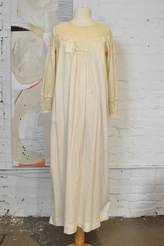 Vintage Antique White Cotton Crochet Nightgown