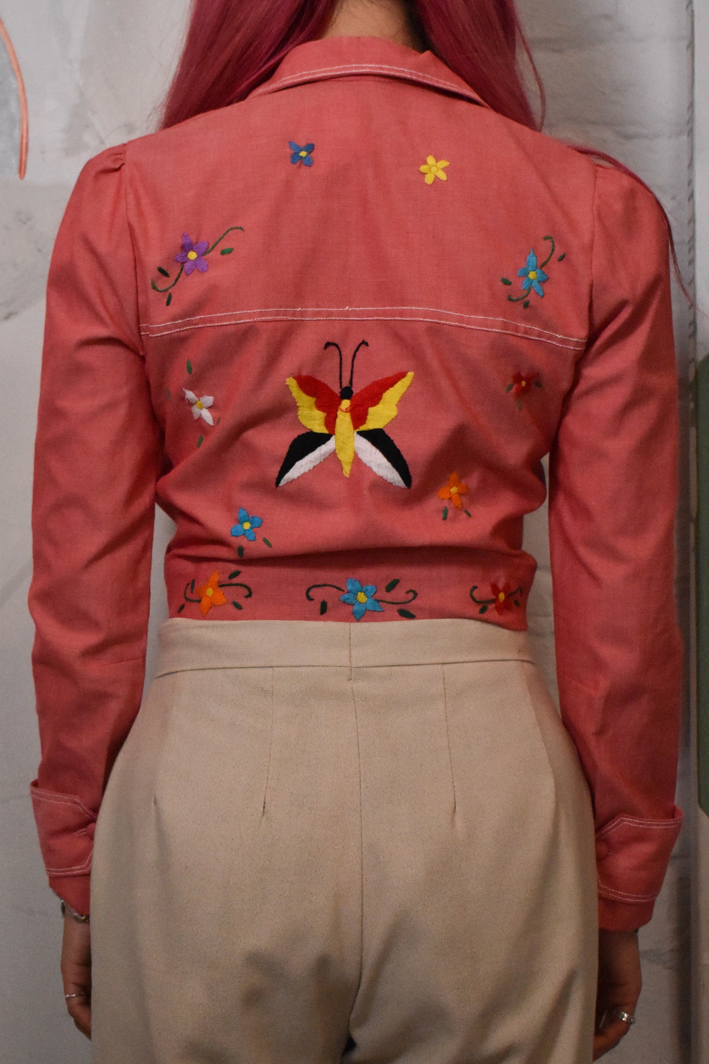 Vintage 1970s Floral Embroidered Cropped Jacket