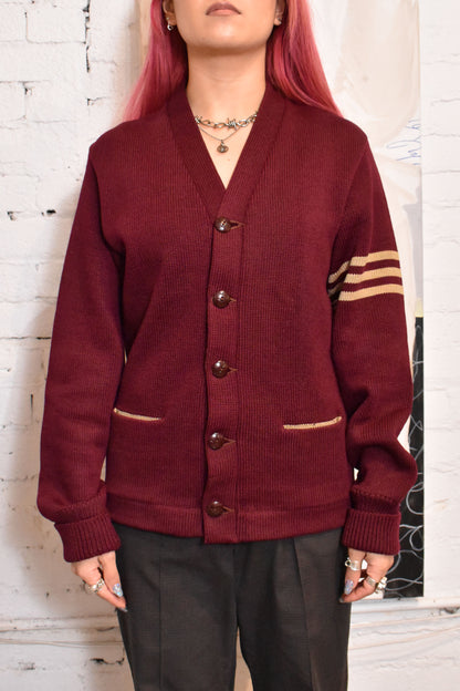 Vintage 1950s Burgundy Letterman Cardigan