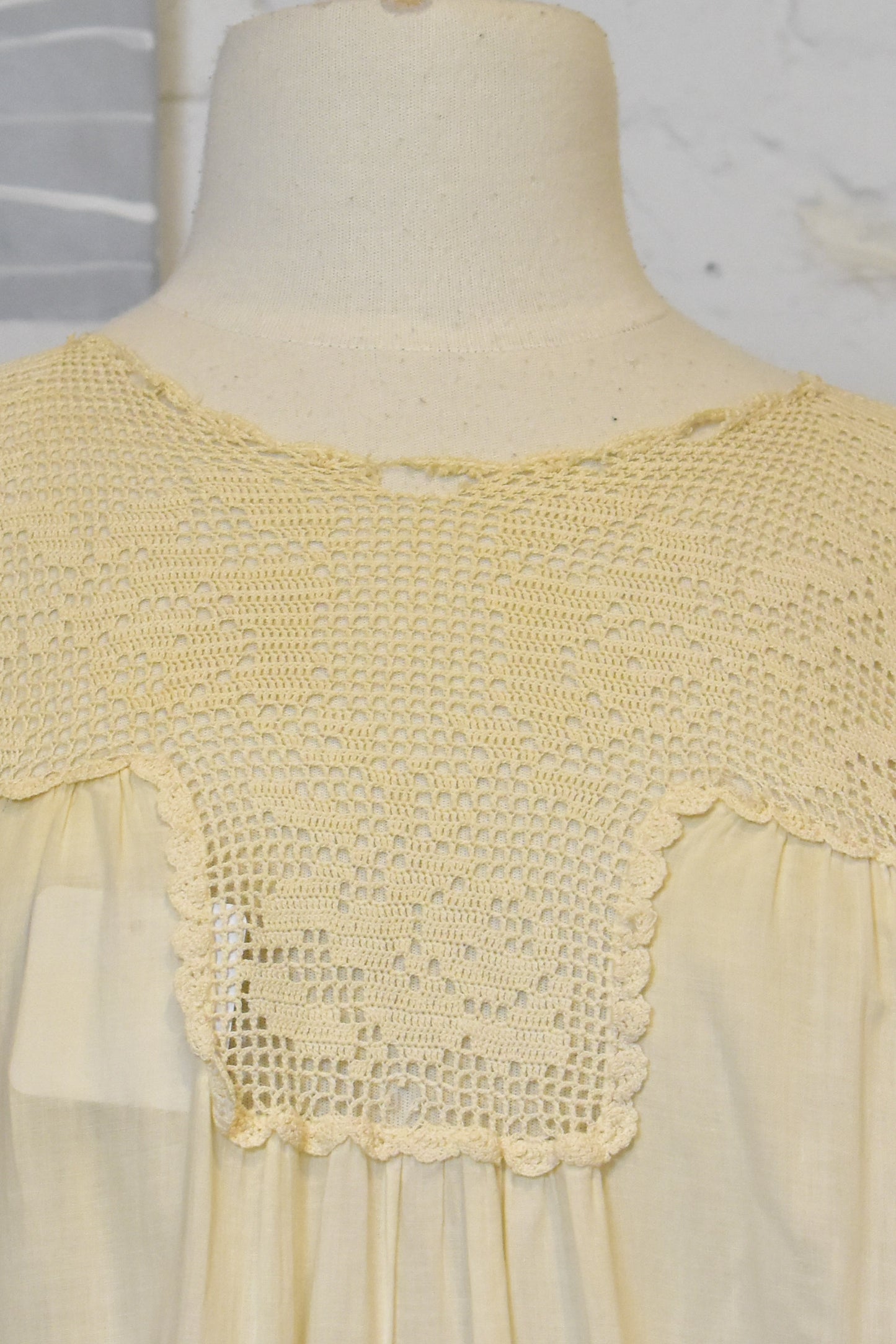 Vintage Antique White Cotton Crochet Nightgown