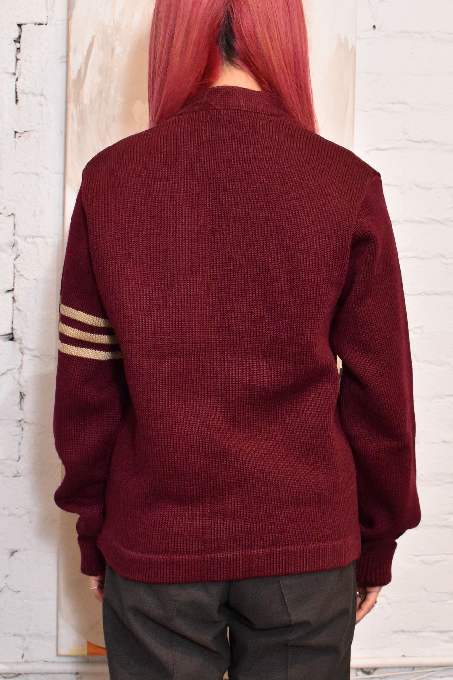 Vintage 1950s Burgundy Letterman Cardigan