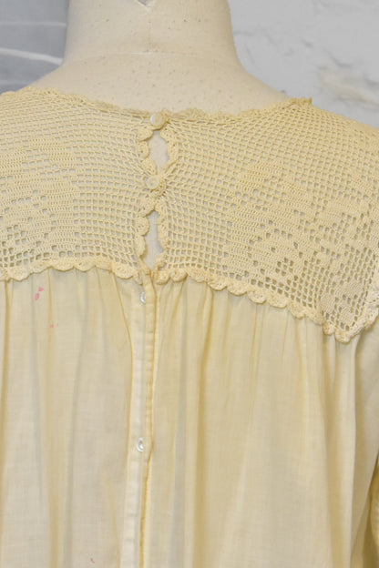 Vintage Antique White Cotton Crochet Nightgown