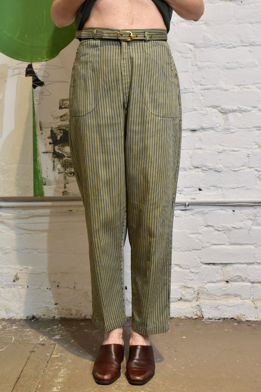 Vintage 1950s Striped Belted Trousers