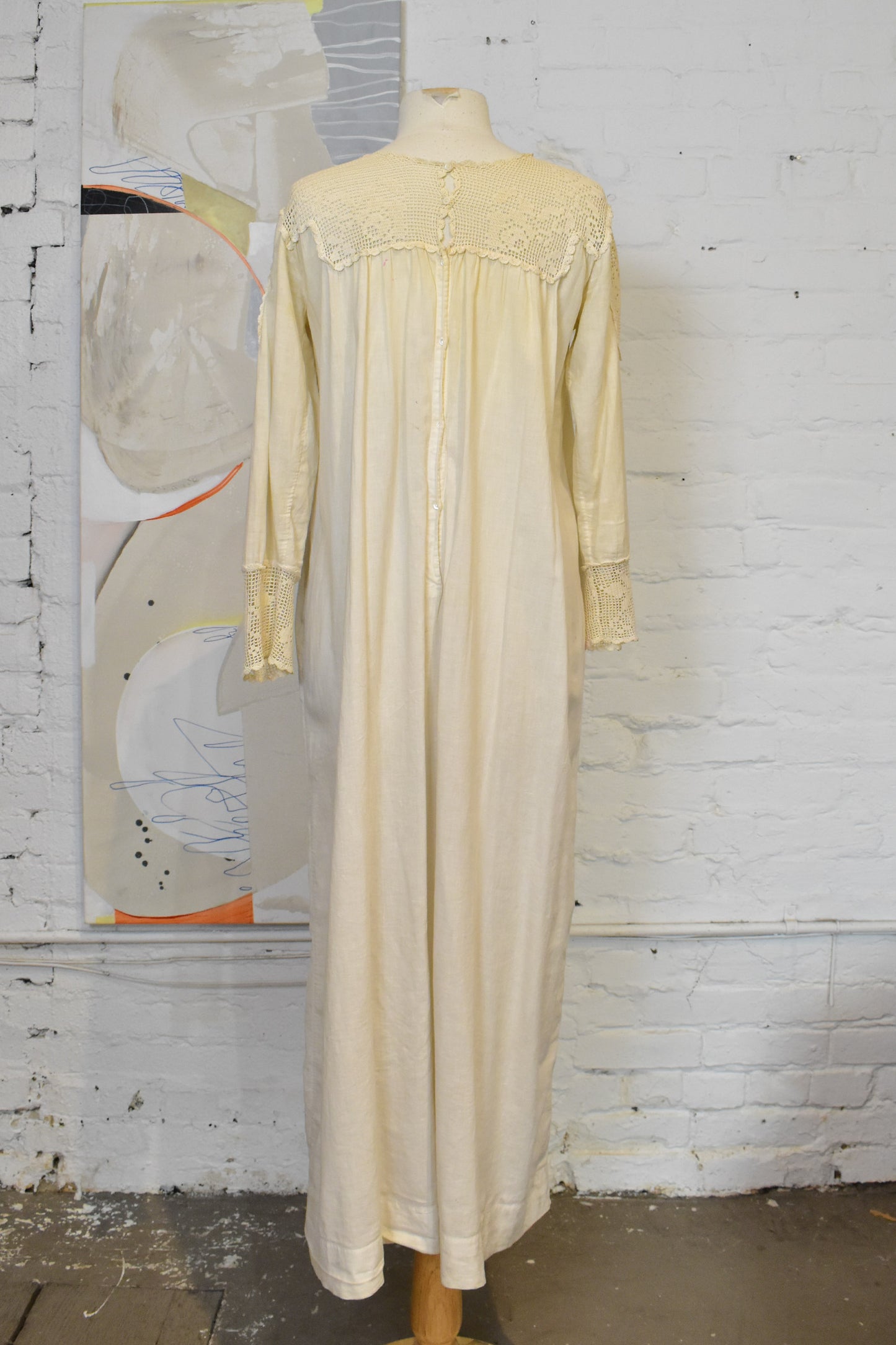 Vintage Antique White Cotton Crochet Nightgown