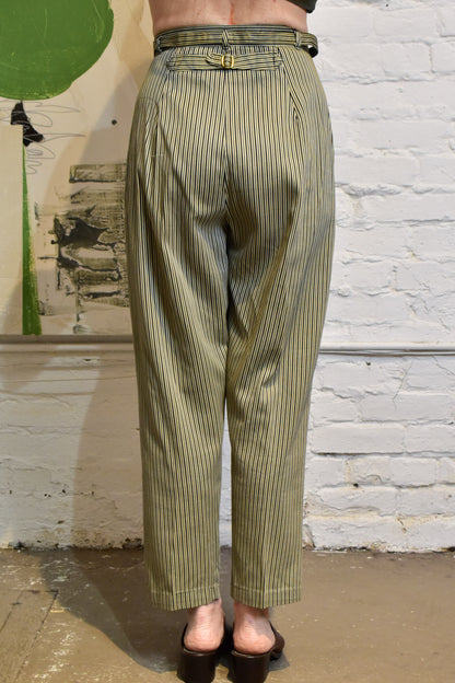 Vintage 1950s Striped Belted Trousers