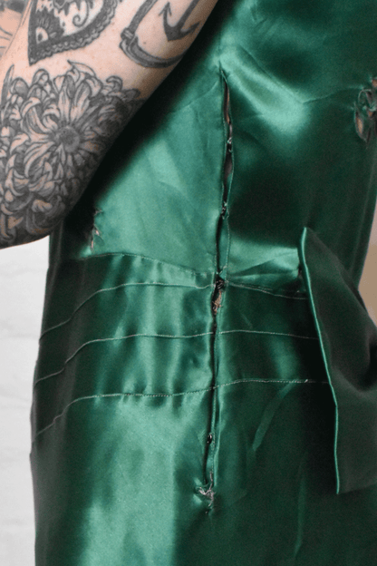 Vintage 1920s/30s Forest Green Satin Dress