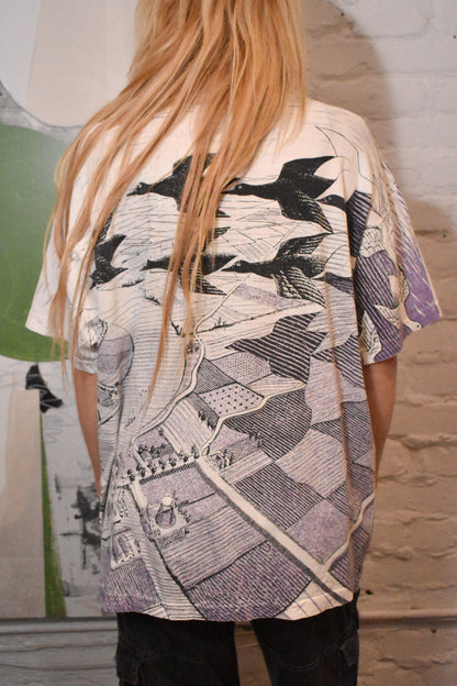 Vintage RARE "MC Escher Art" All Over Print T-shirt