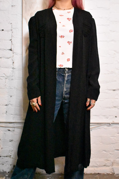 Vintage 1930s Black Silk Light Coat