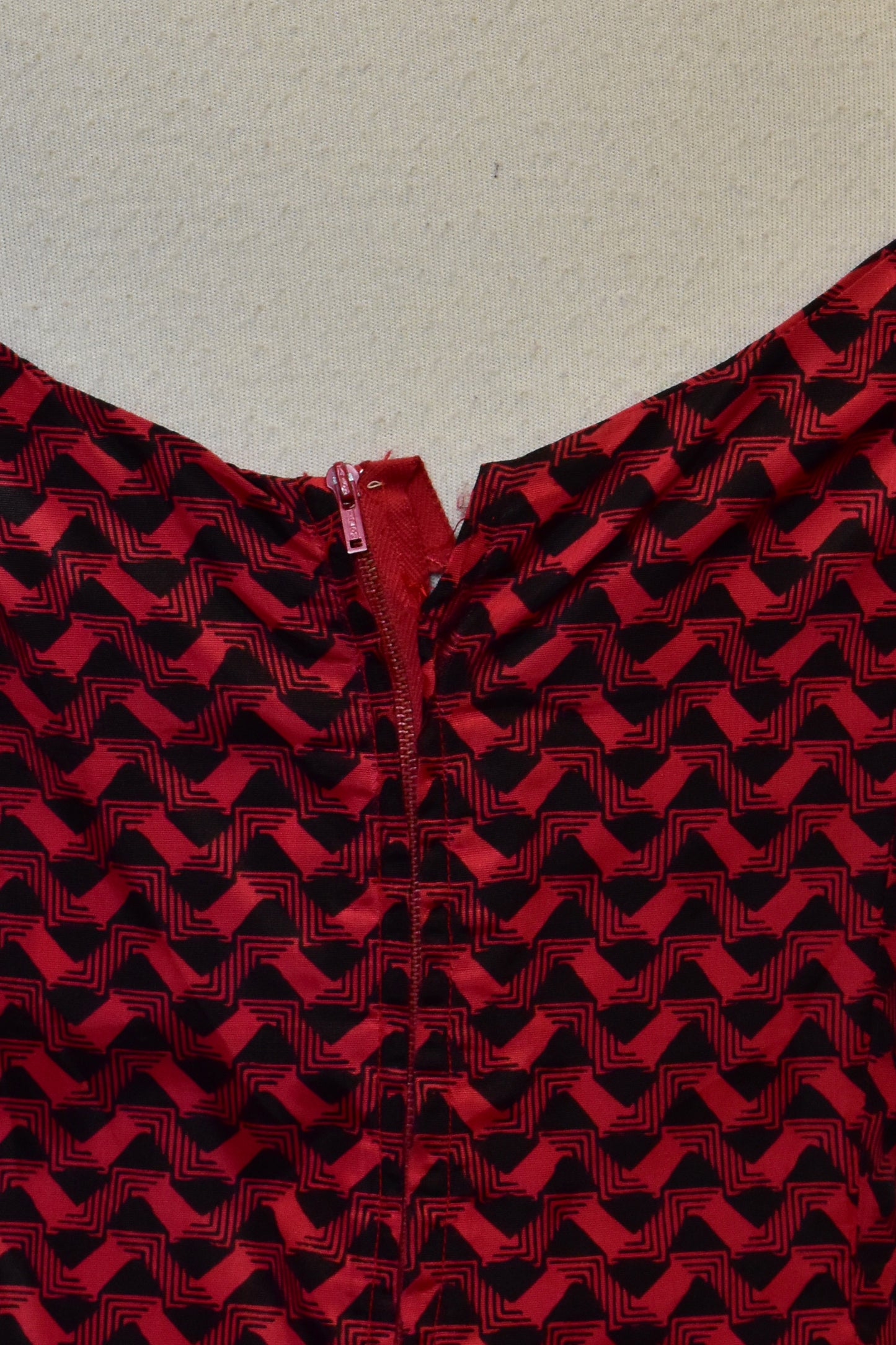 Vintage 1950s Red Abstract Acetate Party Dress