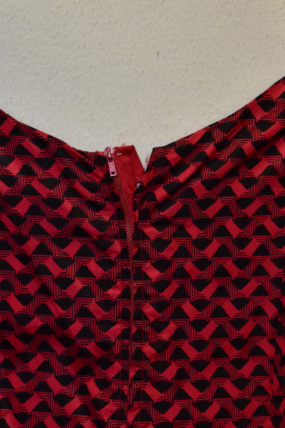 Vintage 1950s Red Abstract Acetate Party Dress