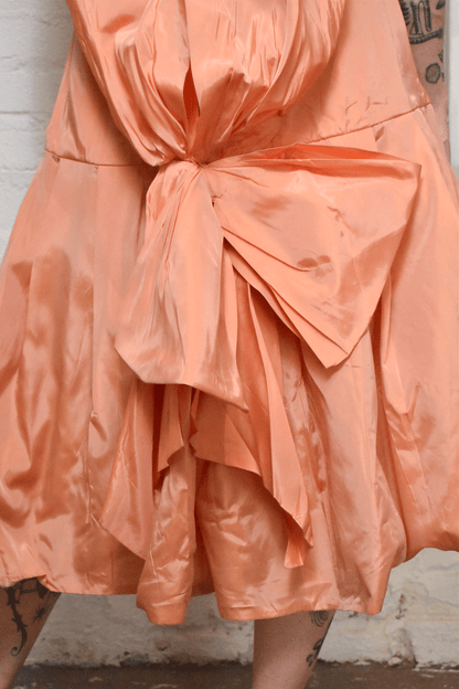 Vintage 1950s Salmon Pink Taffeta Dress