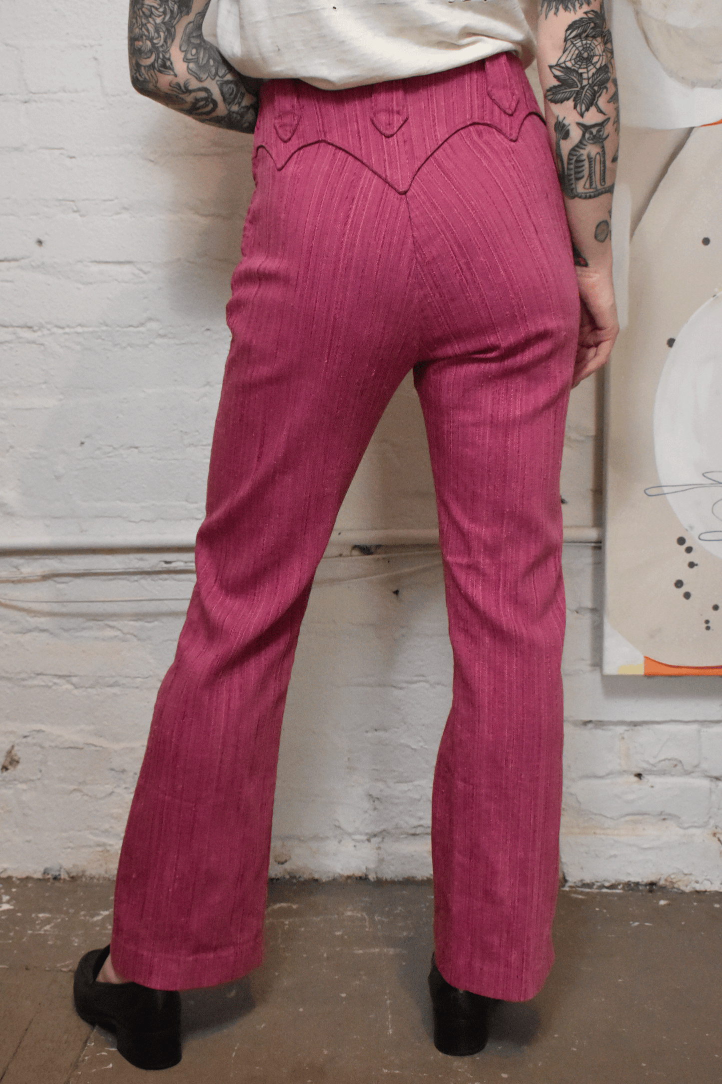 Vintage 1970s "Lasso" Textured Hot Pink Western Trousers