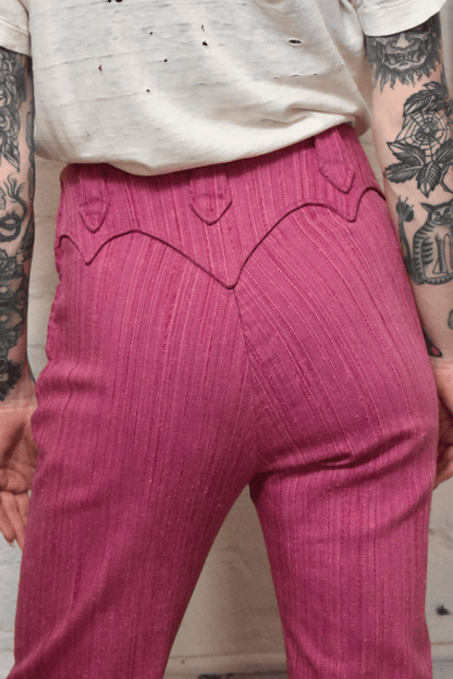 Vintage 1970s "Lasso" Textured Hot Pink Western Trousers