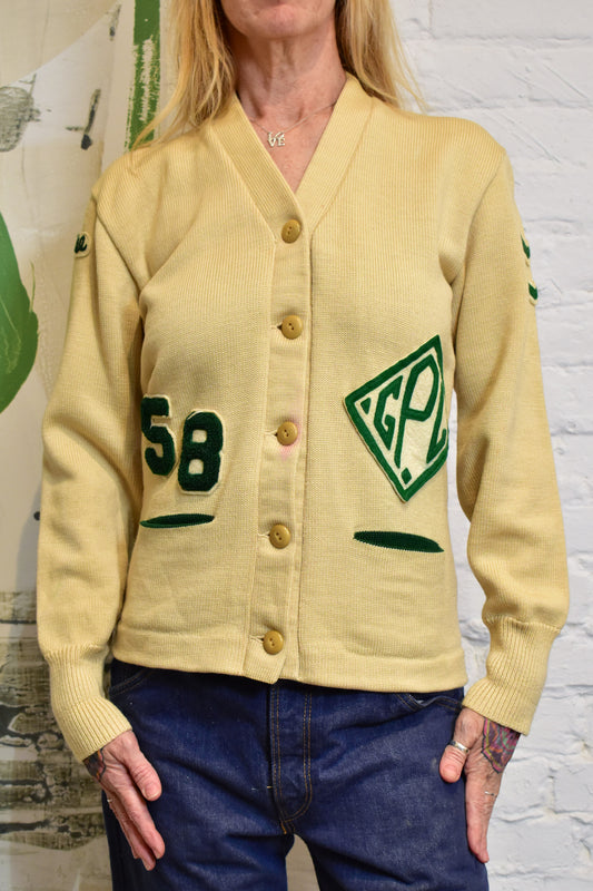 Vintage 1950s "Kandel" Letterman Wool Cardigan