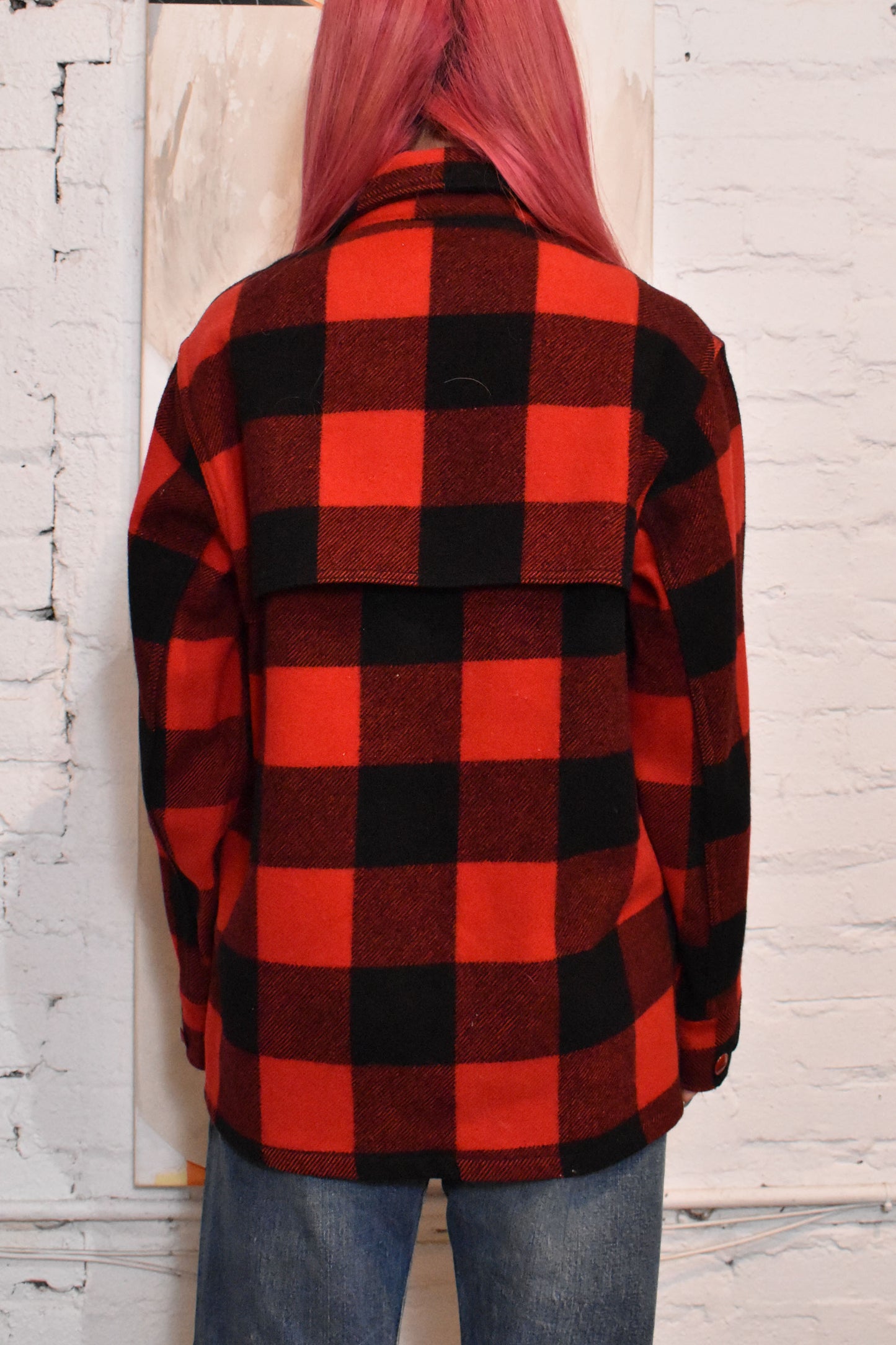 Vintage 1980s "Woolrich" Buffalo Check Wool Jacket